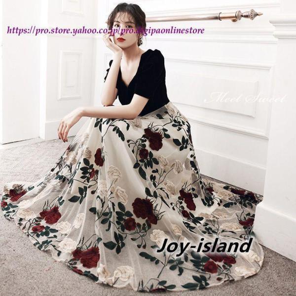 【値下げ】ウェディングドレス ウエディングドレス カラードレス カクテルドレス ロングドレス 花柄 ...