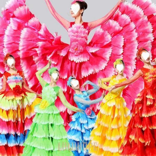 【特価】モダンダンス ワンピース 古典舞踊ダンス衣装 モダンドレス フラメンコワンピース 広がる 大...