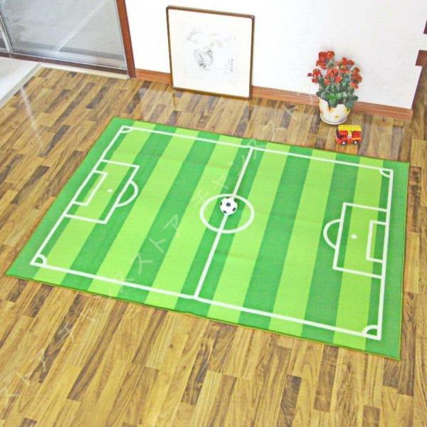 キッズラグ プレイグラウンド プレイマット キッズ 掃除簡単 サッカー場 子供マット 遊べる 練習場...