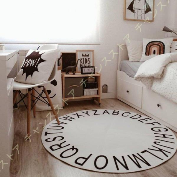 円形 アニマル柄 キッズラグ 洗える ラグマット 子供マット 子供部屋 アルファベット カーペット ...