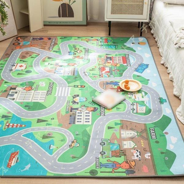 カーペット ラグマット キッズラグ 赤ちゃん 遊べる 道路 ベビーマット 丸洗い ロードマップ 線路...