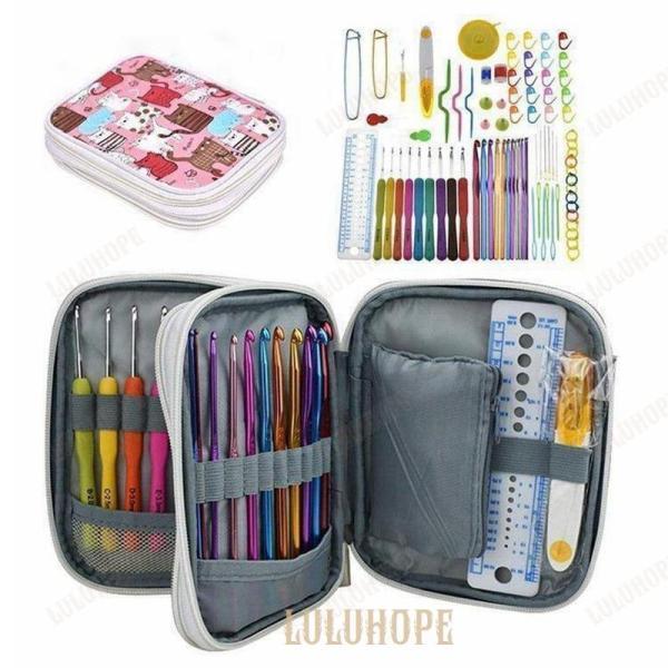 かぎ針セット 72点 かぎ編み 道具 編み針 レース針 DIY手芸 編み物 毛糸 クラフト 色分け ...