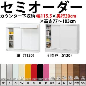 高さ77〜103cmの1cm単位でセミオーダーのカウンター下収納 幅約120×奥行30ccmタイプ   開梱設置料込み｜2e-unit