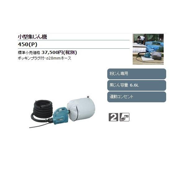 マキタ 小型集じん機 450(P) 粉じん専用 集じん容量6.6L 連動コンセント ポッキンプラグ付...