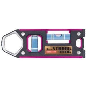 シンワ 73477 仮設工レベル STRONG-MAG100mm ピンク マグネット付 本体サイズ120x42x17mm ネコポス可 。