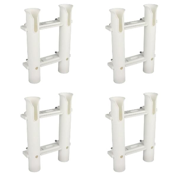 4セット ロッドホルダー 船 2連 耐候 樹脂 白 ネジ固定 ビス ナット付属 船釣り フィッシング...