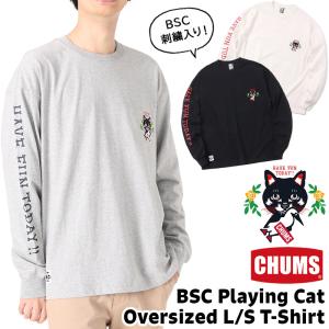 チャムス CHUMS 長袖 BSC Playing Cat Oversized L/S T-Shirt プレイイングキャット オーバーサイズ ロングスリーブTシャツ