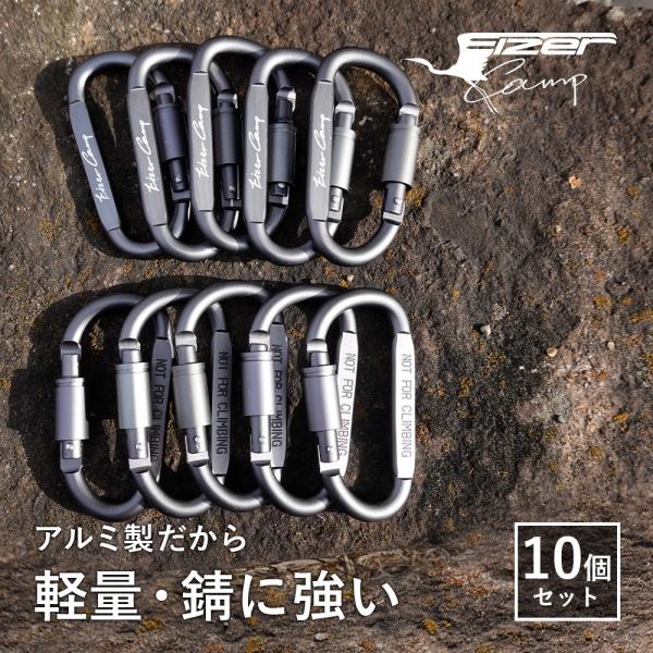 カラビナ ネジロック機能 スクリューロック 10個セット D型 アルミニウム合金 キーホルダー アウ...