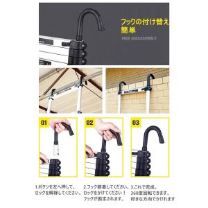 伸縮はしご 3.8m フック付き アルミ 伸縮...の詳細画像1