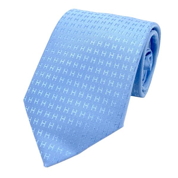【新品】エルメス HERMES ネクタイ H織りタイ 10cm《ファソネH》BLEU CIEL ブル...
