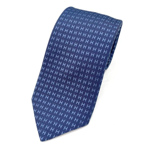 【新品】エルメス HERMES ネクタイ H織りタイ バイカラー ファソネH  8ｃｍ MARINE...