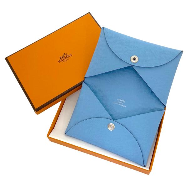 【新品】エルメス HERMES カルヴィ エプソン セレステ 水色 ブルー ライトブルー カードケー...