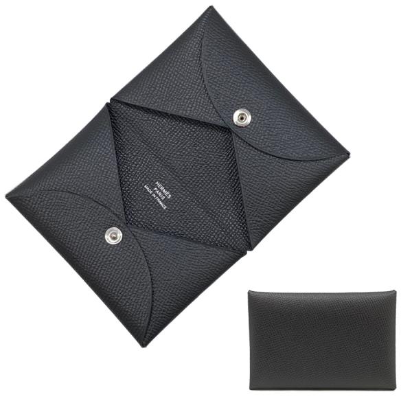 【新品】W刻印(2024年製造)エルメス HERMES カルヴィ エプソン レザー ノワール ブラッ...