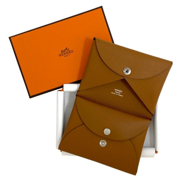 【新品】W刻印（2024年製造）エルメス HERMES カルヴィデュオ エプソン レザー ゴールド ...