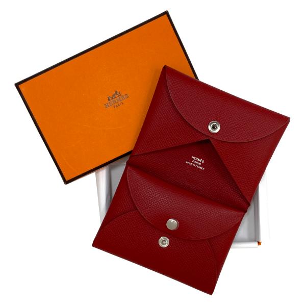 【新品】W刻印(2024年製造)エルメス HERMES カルヴィデュオ エプソン レザー ルージュラ...
