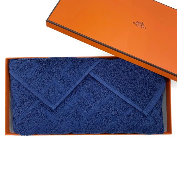 【新品】エルメス HERMES タオル ゲストタオル ステアーズ マリン ブルー ネイビー 青 コッ...