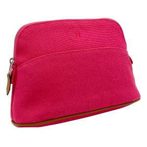 【極美品中古】エルメス HERMES ポーチ《ボリード 20》 キャンパス コットン ラム レザー ハイビスカス ピンク オレンジ シルバー金具 H ロゴ H103773M 06
