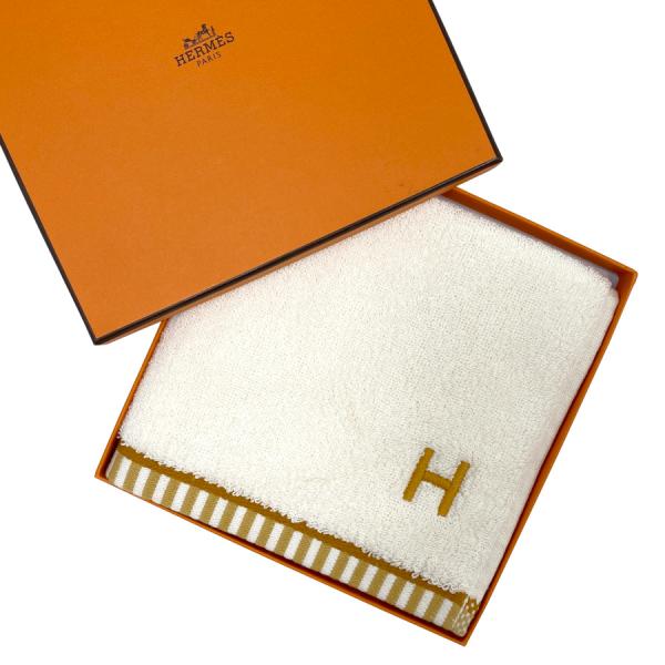 【新品】エルメス HERMES タオル カレ・タオル《 ヴィス・ヴェルサ 》ベージュ グレージュ ハ...