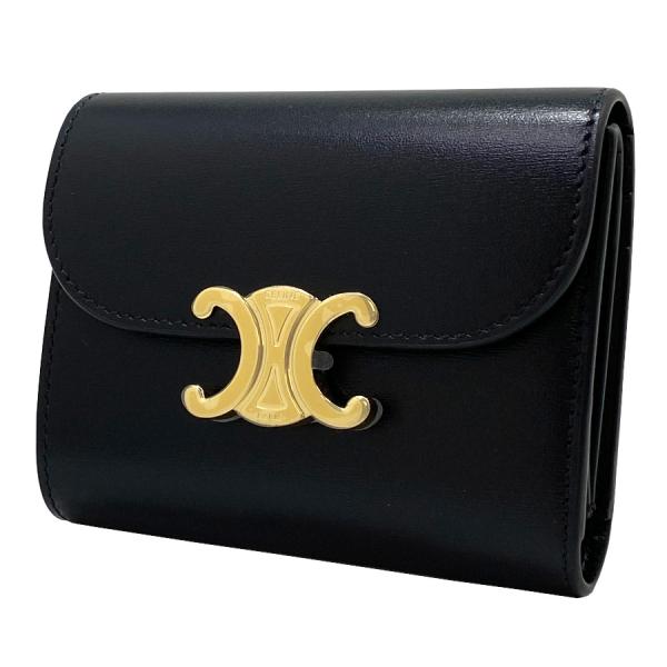 【新品】セリーヌ CELINE 折り財布 スモール フラップウォレット トリオンフ シャイニーカーフ...