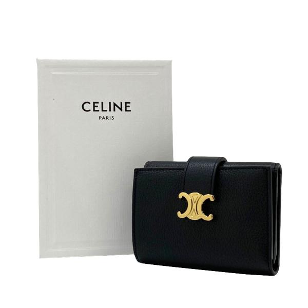 【新品】セリーヌ CELINE 折り財布 ファイン ストラップウォレット ニノ サプルグレインドカー...