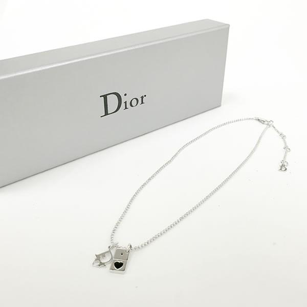 クリスチャンディオール ネックレス Christian Dior ハート ドミノプレート ロゴモチー...