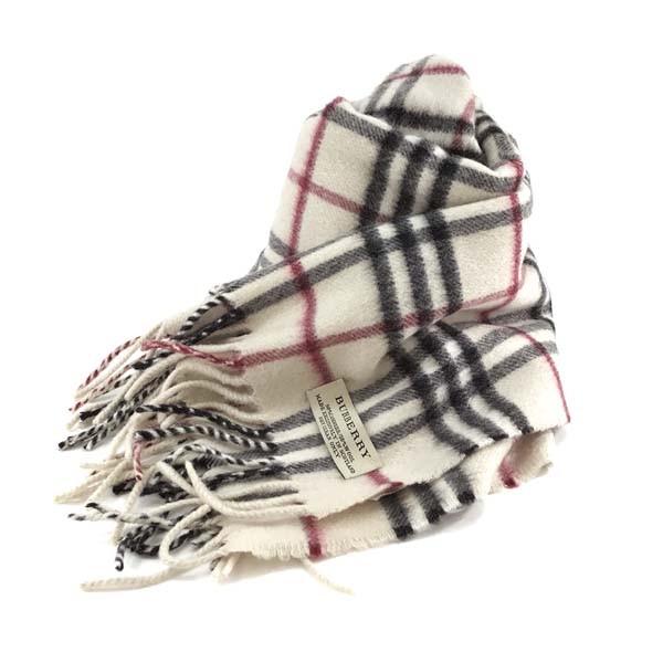 バーバリー BURBERRY マフラー ストール チェック カシミア混 ウール ベージュ