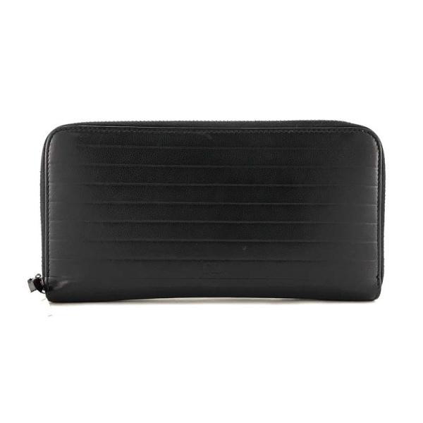 ディオールオム 長財布 Dior Homme ラウンドファスナー プリッセ レザー ブラック 2BK...