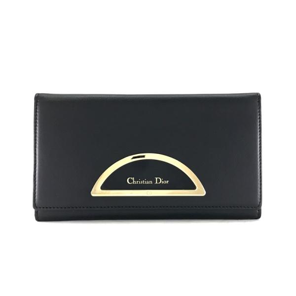 クリスチャンディオール 長財布 Christian Dior 三つ折り レザー ナイロン ブラック ...
