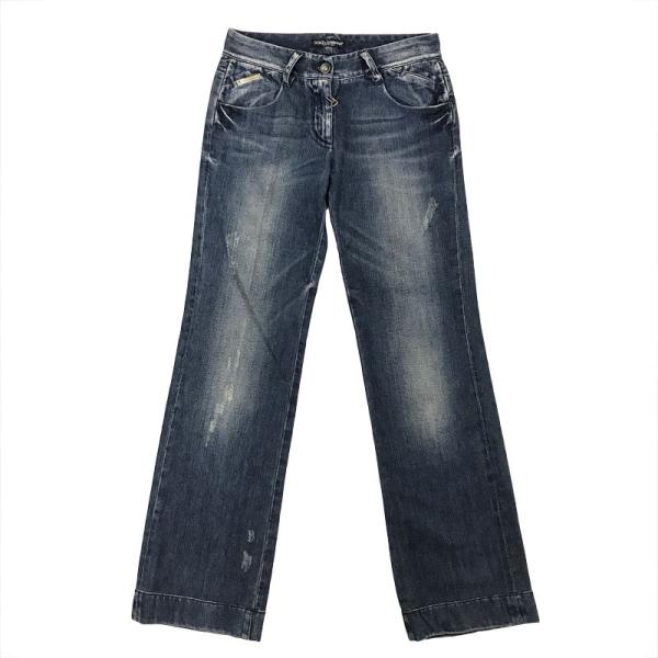 ドルチェ&amp;ガッバーナ ジーンズ DOLCE&amp;GABBANA デニムパンツ ワイド ダメージ加工 イン...