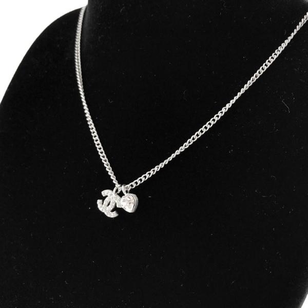 シャネル ネックレス CHANEL ペンダント ココマーク CCロゴ ハート メタル ラインストーン...