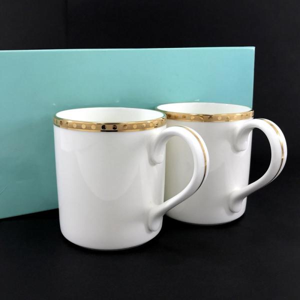 ティファニー Tiffany&amp;Co. マグカップ ゴールドバンド ペア 2個セット 白 ホワイト ゴ...