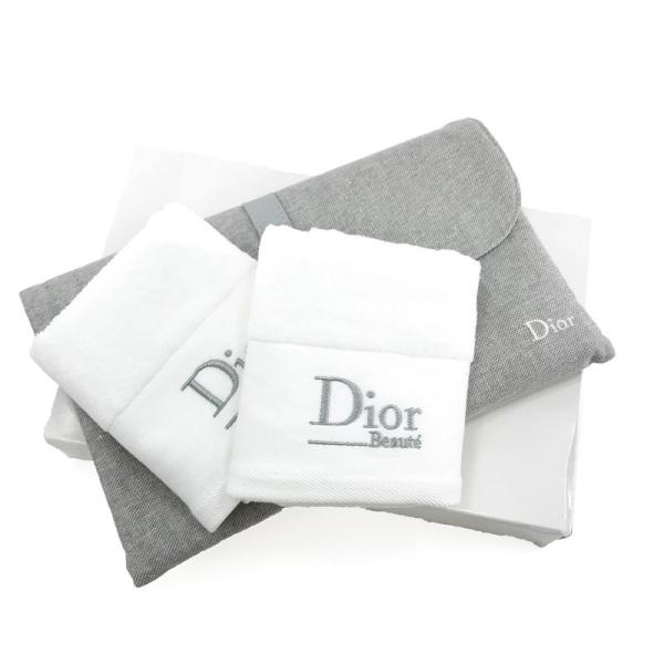 ディオールビューティー Dior Beauty ノベルティ フェイスタオル セット ポーチ付 グレー...