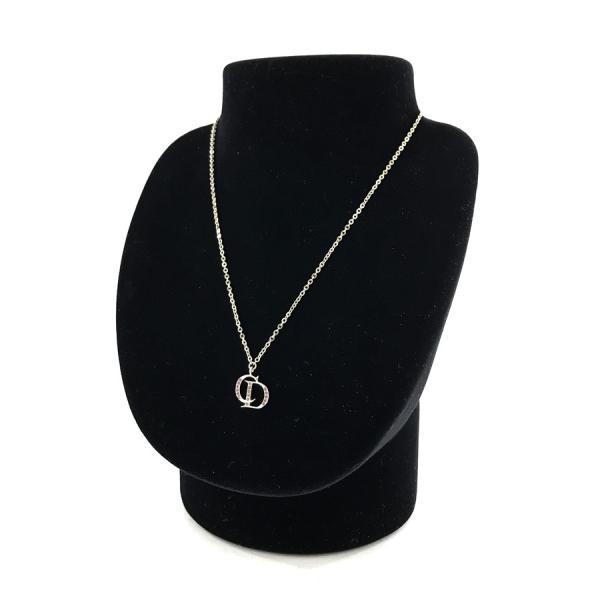 クリスチャンディオール Chiristian Dior ネックレス ペンダント CDロゴ ラインスト...