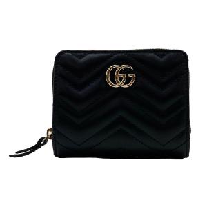 日本未入荷 / 海外限定【新品】グッチ GUCCI ラウンドファスナー 財布 GGマーモント ミニジップ ウォレット キルティング レザー ブラック 813370 DTDHD 1000