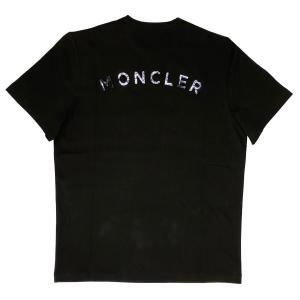 【新品未使用タグ付き】MONCLER モンクレール レタリングラバーワッペン Tシャツ L ブラック メンズ コットン G10918C7E210 8390T