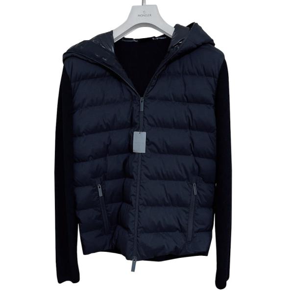 【MONCLER】 モンクレール フード付き ダウンジャケット ブラック ニット切り替え メンズ パ...