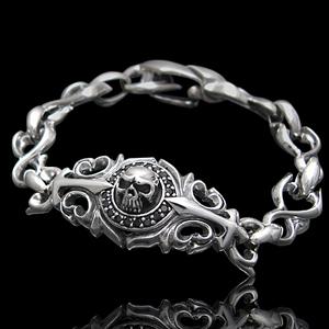シルバーブレスレット メンズ シルバーアクセサリー スカル b0529 腕周り約18cm
