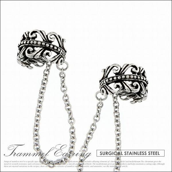 ear00053 ピアスを開けていなくてもつけられる [ピアス ステンレス メンズ 透かし彫り アラ...