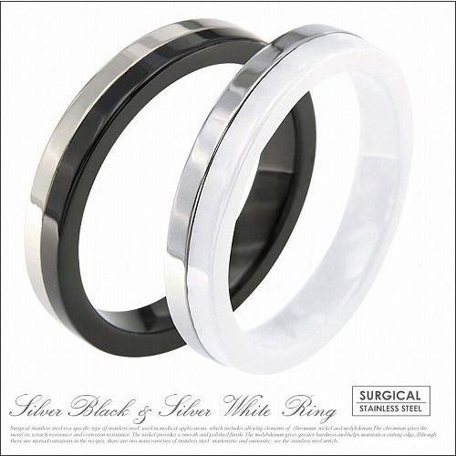 fin00043 シンプル ペアリング ステンレス メンズ・レディース ホワイト ブラック