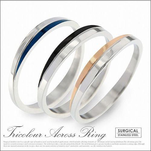 fin00046 シンプル ペアリング ステンレス メンズ・レディース ブルー ブラック ピンクゴー...