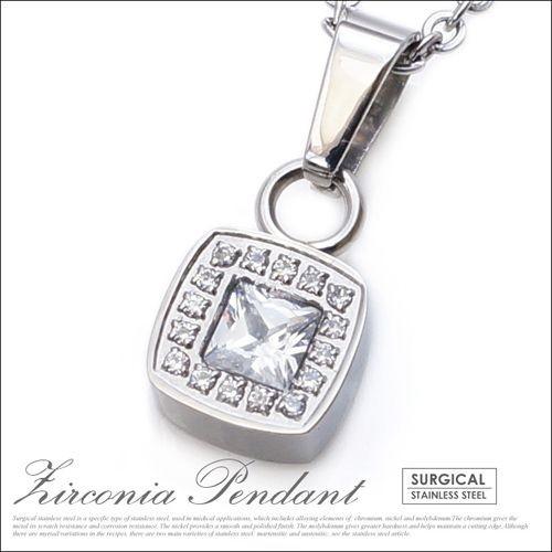 ジルコニアペンダント アクセサリー ネックレス ジルコニア アクセ クリア ステンレス nec000...