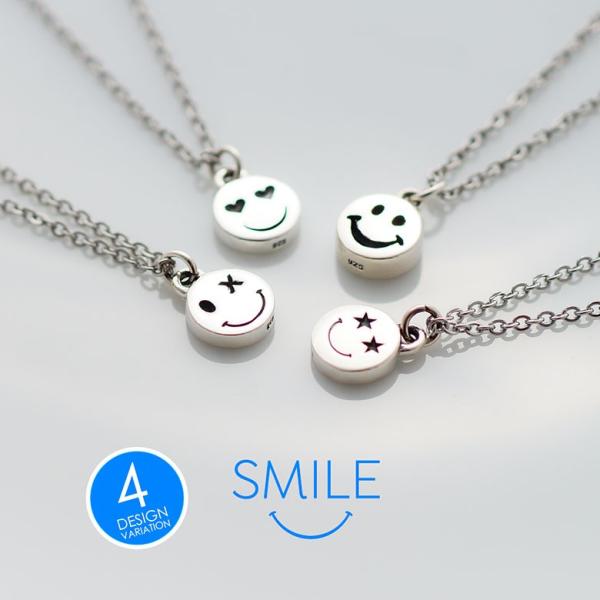 pe2192 シルバーアクセサリー ネックレス レディース スマイル 5cmのアジャスターが付いた4...