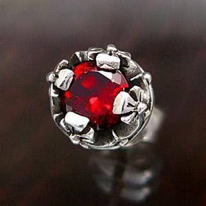 シルバーアクセサリー ピアス メンズ シルバーピアス 王冠・クラウン レッド pi0346 ペア売り