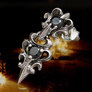ピアス メンズ シルバーピアス メンズピアス ドロップピアス ブラックジルコニア pi0347 バラ...