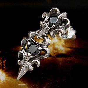 シルバーアクセサリー ピアス メンズ シルバーピアス ドロップピアス ブラックジルコニア pi034...