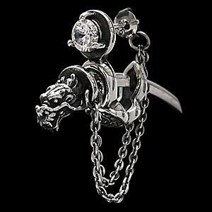 ピアス メンズ シルバーピアス メンズピアス 龍・ドラゴン 青龍円月刀 三国志演義・関羽 pi037...