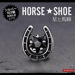 シルバーアクセサリー ピアス 片耳 スター 星 ホースシュー 馬蹄 ブラック pi0459 バラ売り