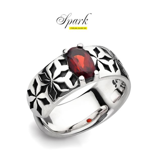 イヤーカフ メンズ 赤 レッド ガーネット 和柄 シルバー925 アクセサリー pi0574 片耳用...