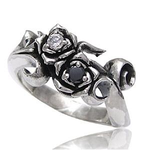 シルバーアクセサリー シルバーリング 指輪 メンズ リング 薔薇 ジルコニア r0515