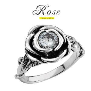 レディース ピンキーリング シルバー925 メンズライク 薔薇 クロス